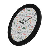 Cute cartoon dinosaurs tree pattern Elegant Black Wall Clock