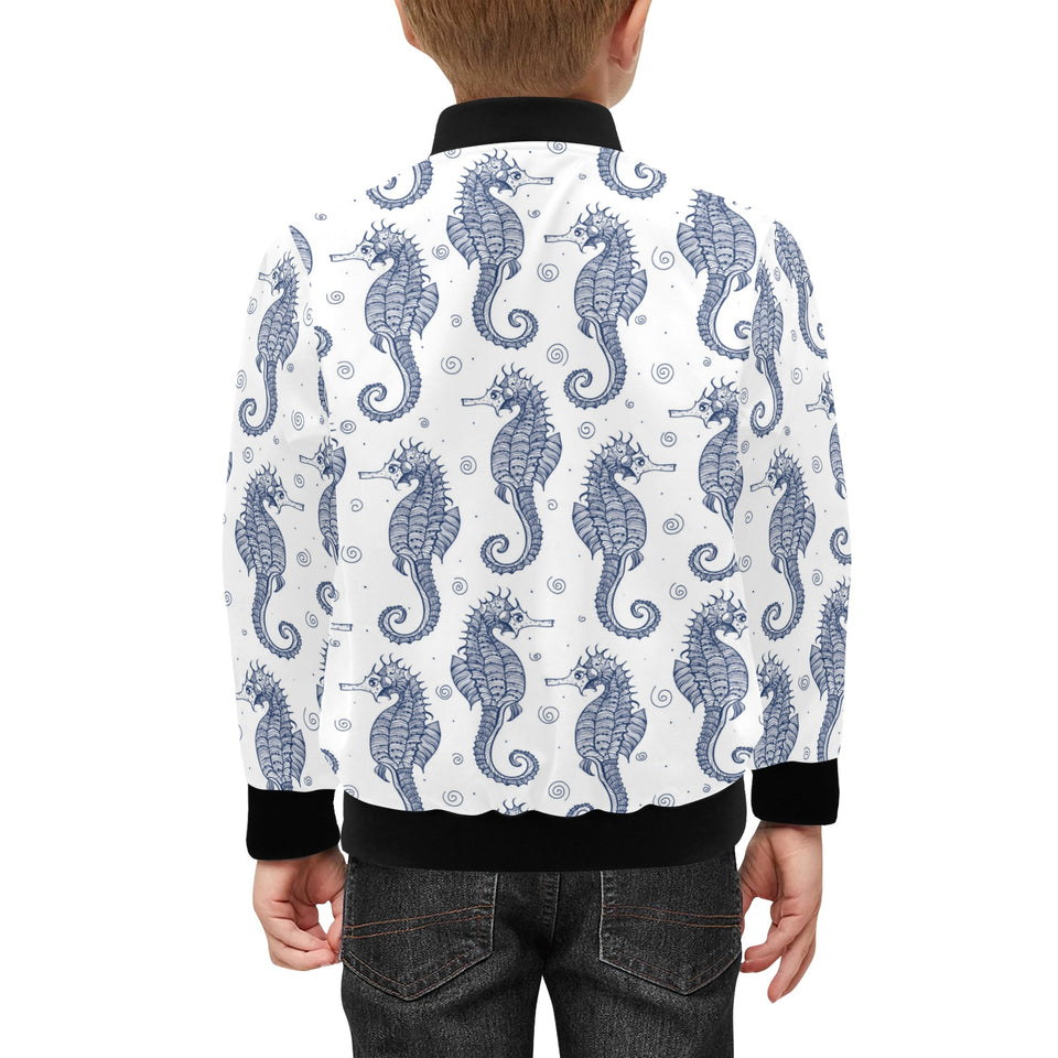Seahorse pattern background Kids' Boys' Girls' Bomber Jacket