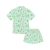 Green Peas Pattern Print Design 01 Kids' Boys' Girls' V-Neck Short Pajama Set