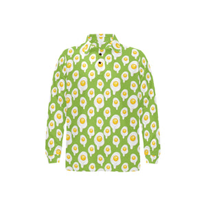 Fried Eggs Pattern Print Design 01 Men's Long Sleeve Polo Shirt