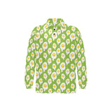 Fried Eggs Pattern Print Design 01 Men's Long Sleeve Polo Shirt