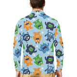 Alien Pattern Print Design 04 Men's Long Sleeve Polo Shirt