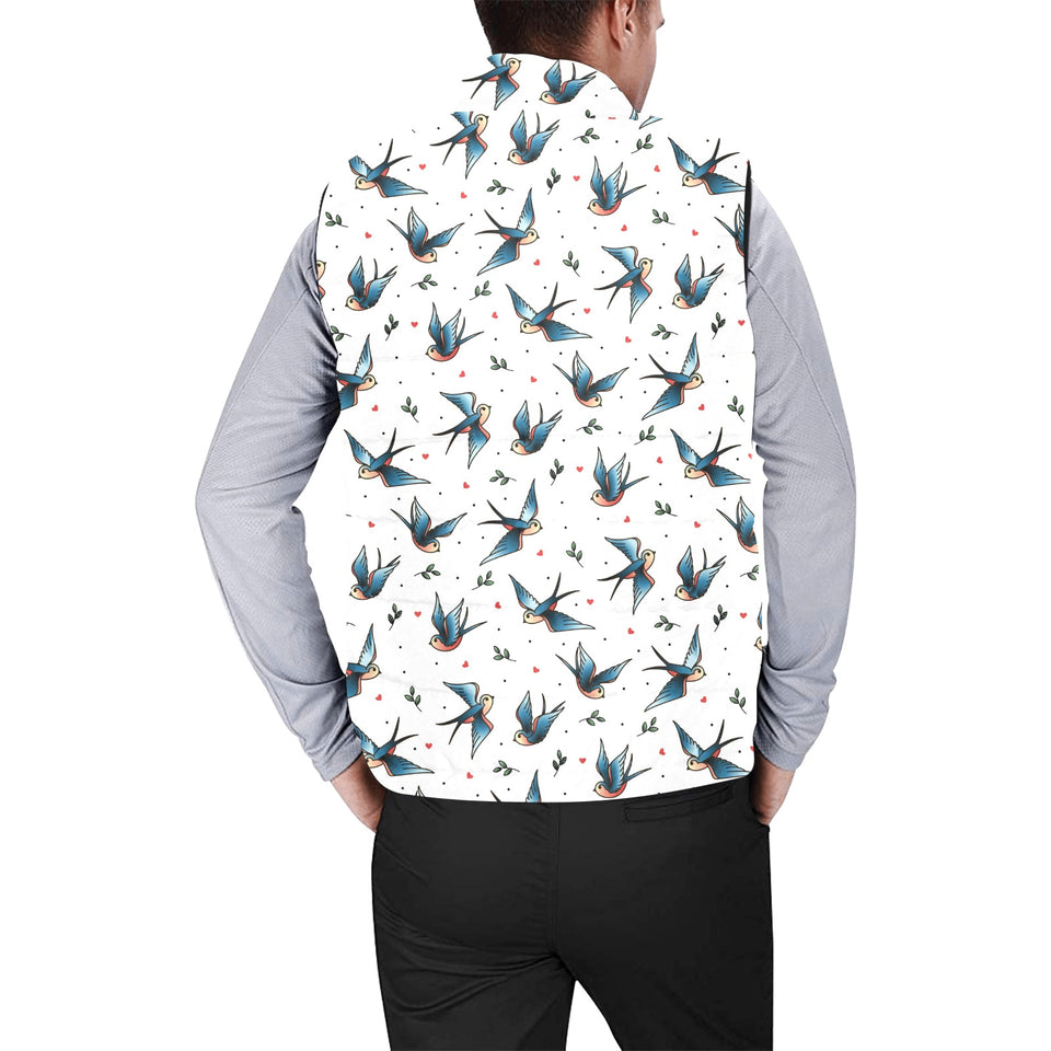 Swallow Pattern Print Design 04 Men's Padded Vest