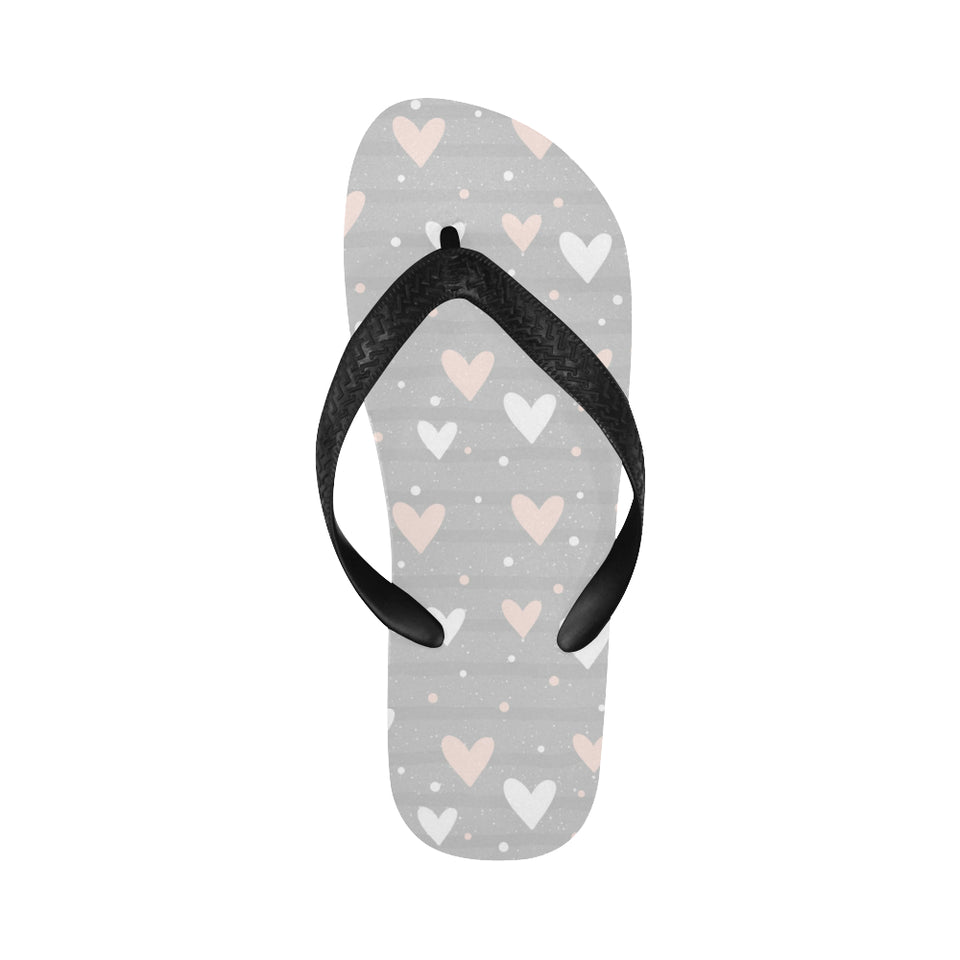 Heart pattern gray background Unisex Flip Flops