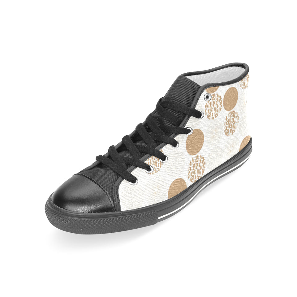 Gold Texture mushroom pattern Women's High Top Canvas Shoes Black