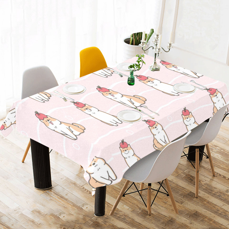 Cute Shiba Inu Dog Apple pattern Tablecloth