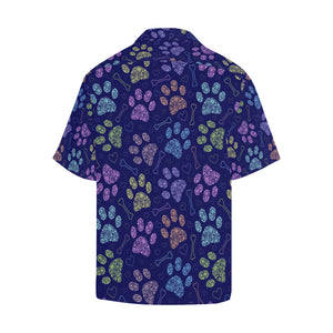 Dog Paws Pattern Print Design 02 Men's All Over Print Hawaiian Shirt (Model T58)