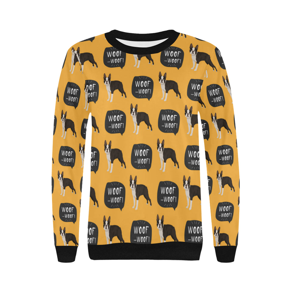 Boston terrier design pattern Women's Crew Neck Sweatshirt