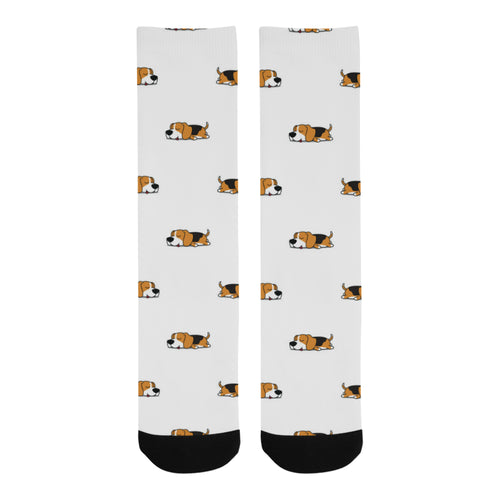 Cute beagle dog sleeping pattern Crew Socks