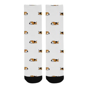 Cute beagle dog sleeping pattern Crew Socks