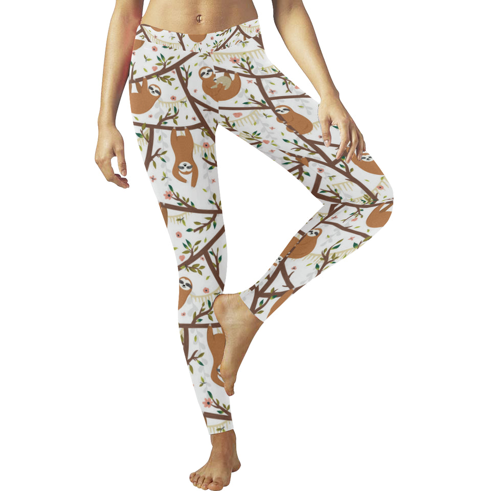 Sloths hanging on the tree pattern Women's Legging Fulfilled In US