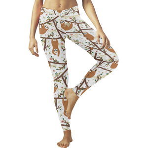 Sloths hanging on the tree pattern Women's Legging Fulfilled In US