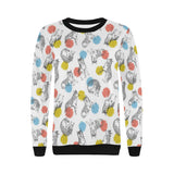 Siberian husky and colorful circle pattern Women's Crew Neck Sweatshirt