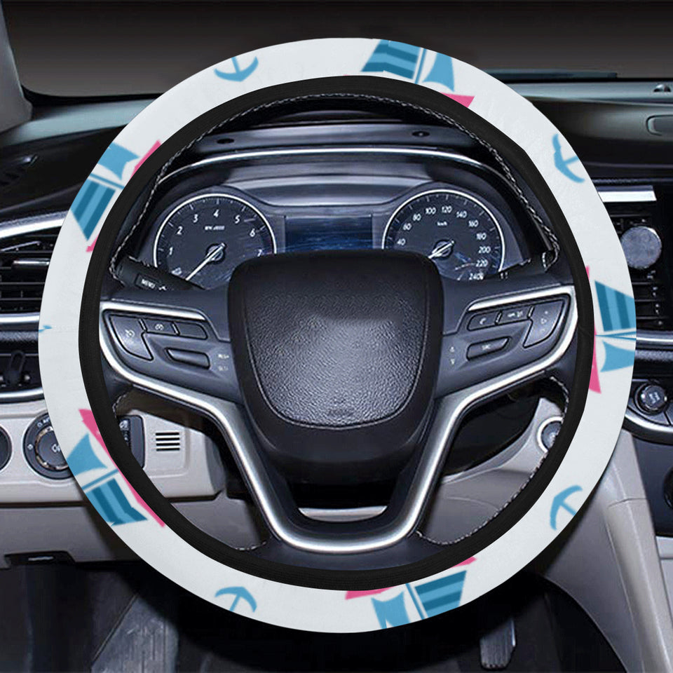Sailboat anchor pattern Car Steering Wheel Cover