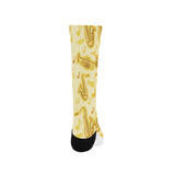 Saxophone cornet pattern yellow background Crew Socks
