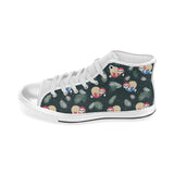 Cute sloths sleeping christmas ball santa hat patt Women's High Top Canvas Shoes White