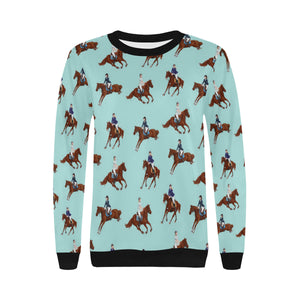 Horses running horses rider pattern Women's Crew Neck Sweatshirt