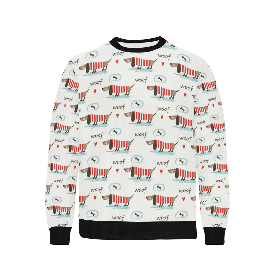 Cute dachshund bone pattern Men's Crew Neck Sweatshirt