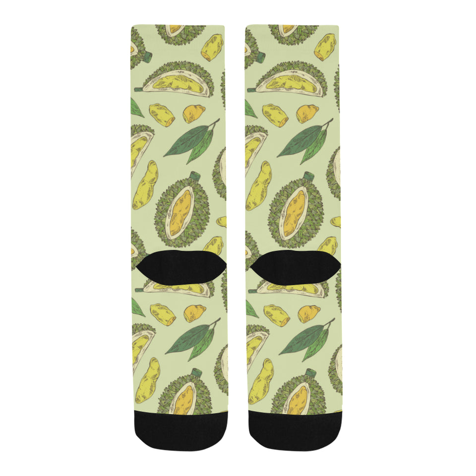 Durian leaves pattern background Crew Socks