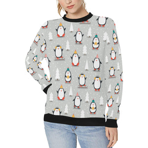 Cute Penguin christmas pattern Women's Crew Neck Sweatshirt
