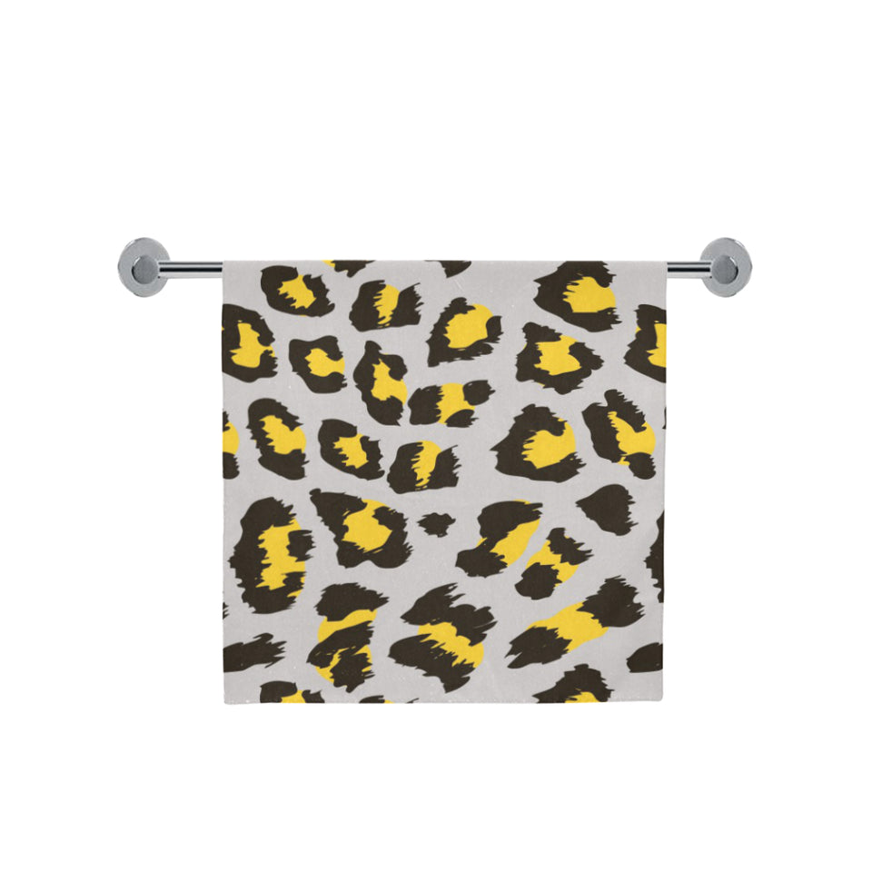 Gray Leopard print pattern Bath Towel