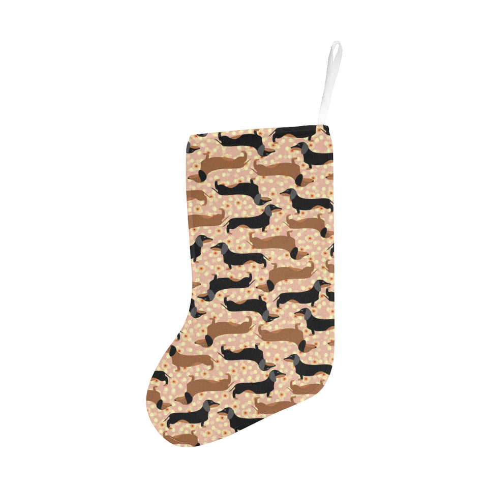 Dachshund floral background Christmas Stocking
