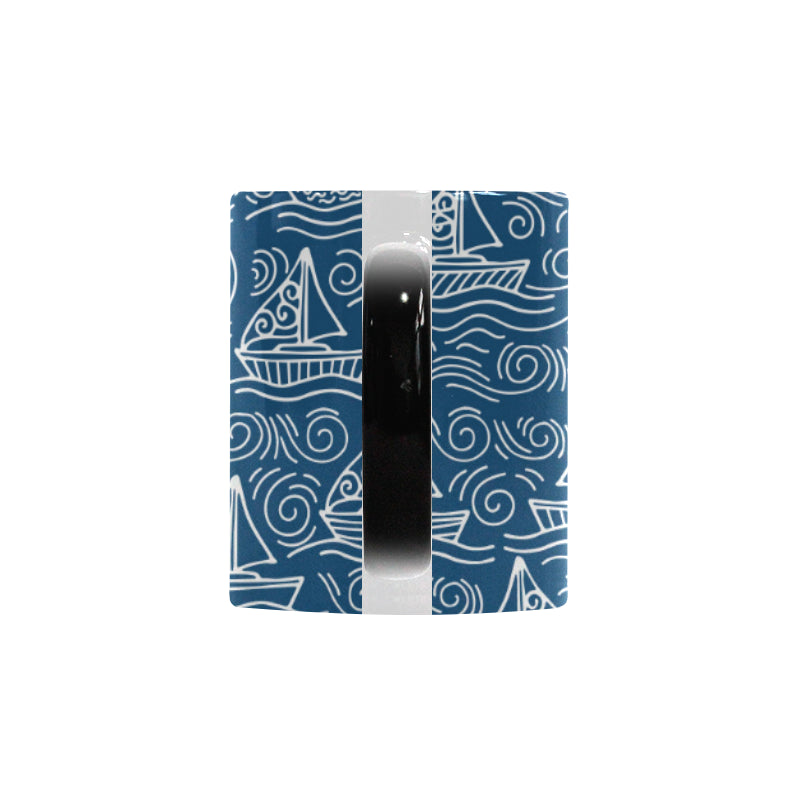 Hand drawn sailboat pattern Morphing Mug Heat Changing Mug
