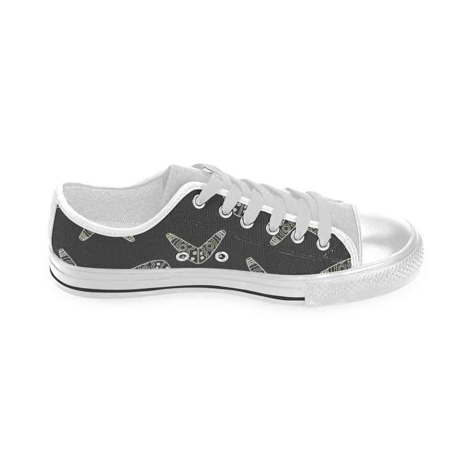 Hand drawn boomerang Australian aboriginal ornamen Men's Low Top Shoes White