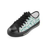 Green ginkgo leaves pattern Kids' Boys' Girls' Low Top Canvas Shoes Black