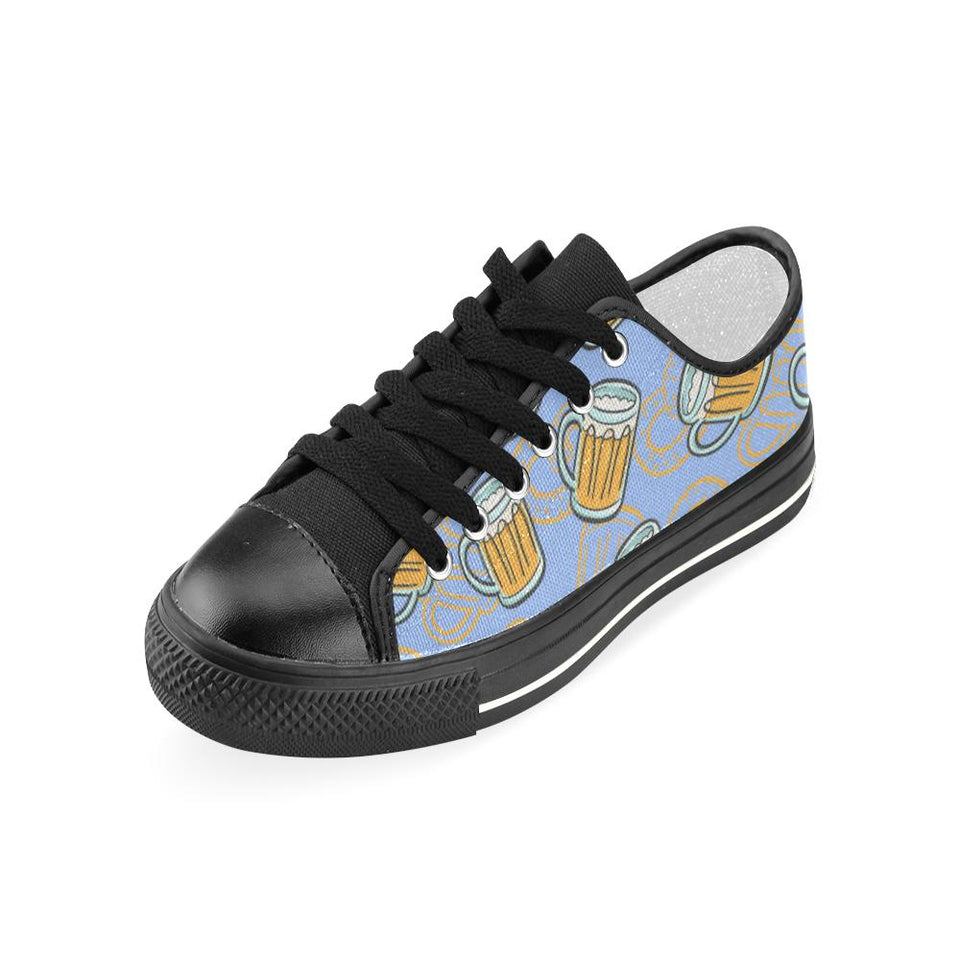 Beer pattern Kids' Boys' Girls' Low Top Canvas Shoes Black