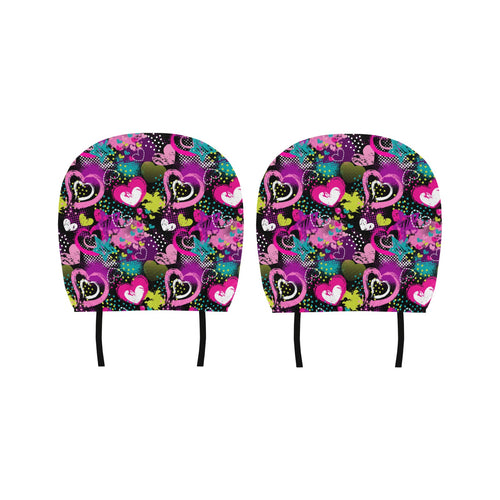 heart dot wave star creative design pattern Car Headrest Cover