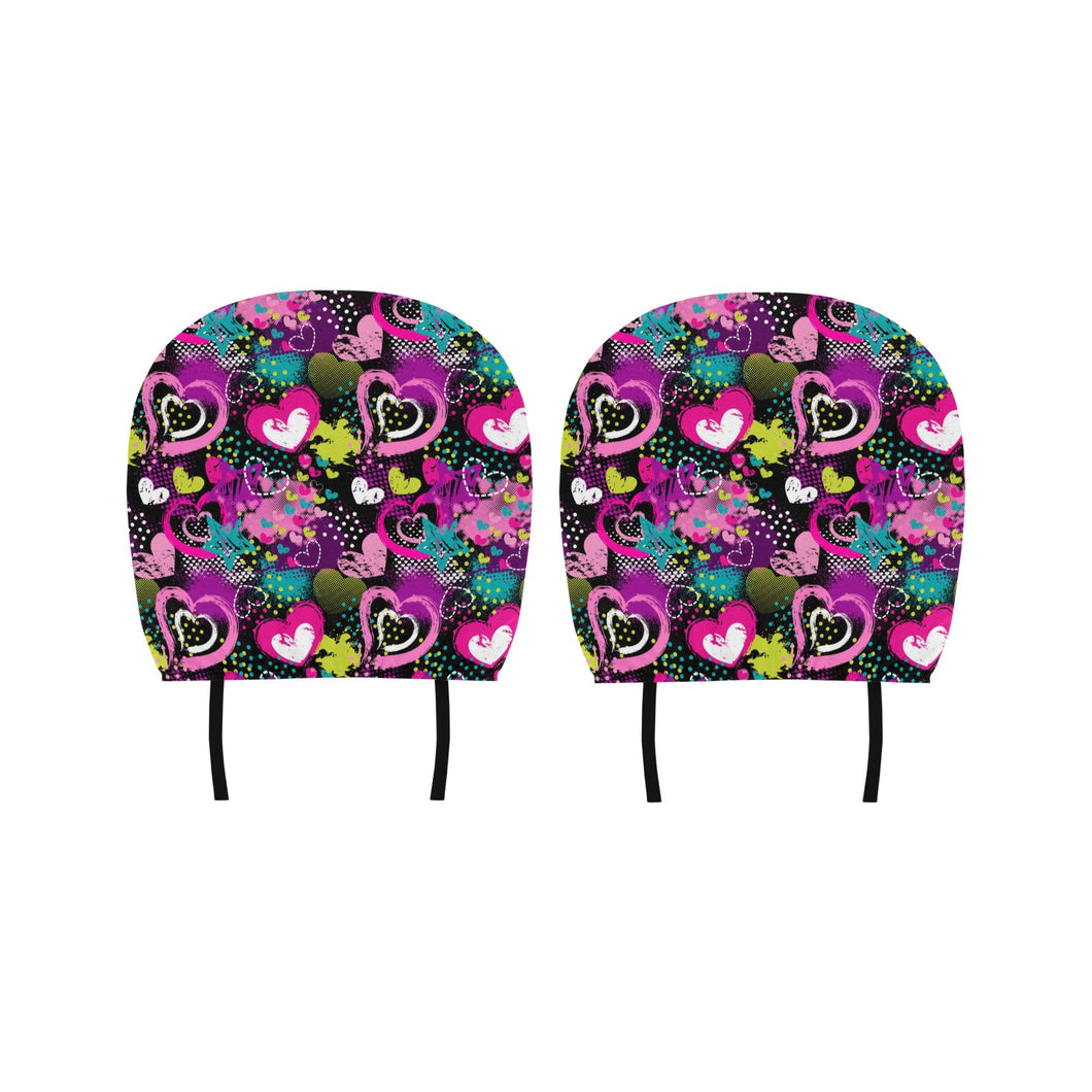 heart dot wave star creative design pattern Car Headrest Cover