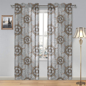 nautical wood steering wheel pattern Gauze Curtain