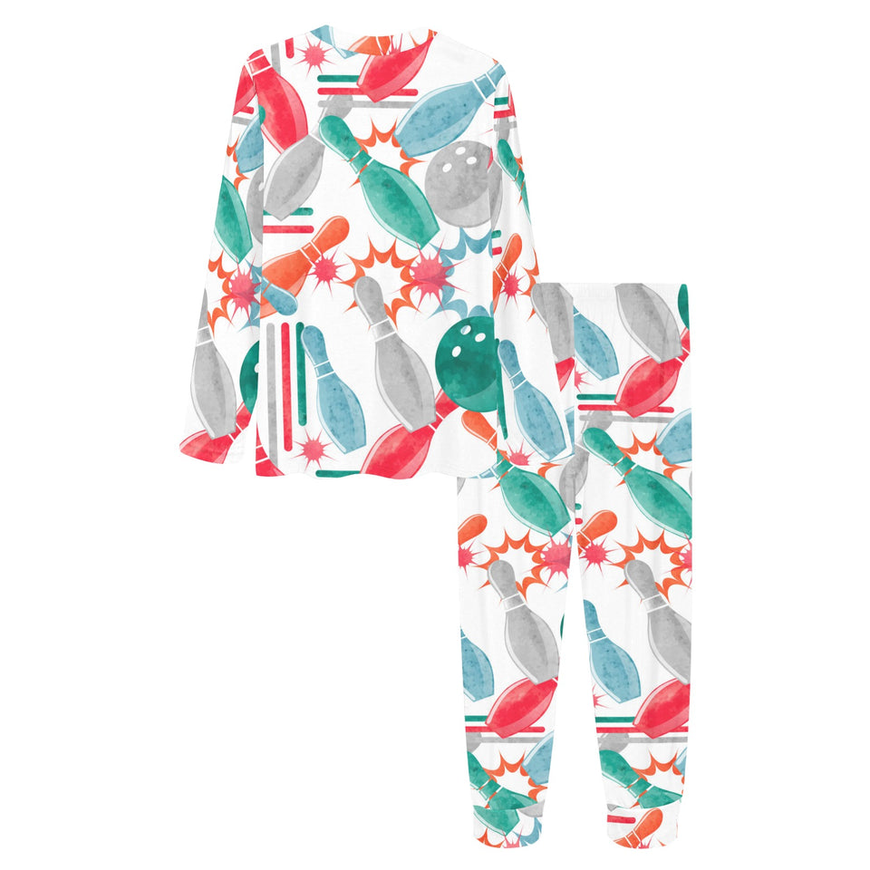 Watercolor bowling pattern Women's All Over Print Pajama Set