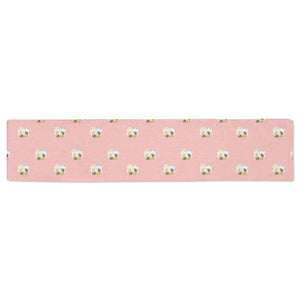 Cute hamster cheese pattern pink background Table Runner