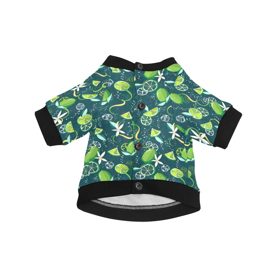 Lime ice flower pattern All Over Print Pet Dog Round Neck Fuzzy Shirt