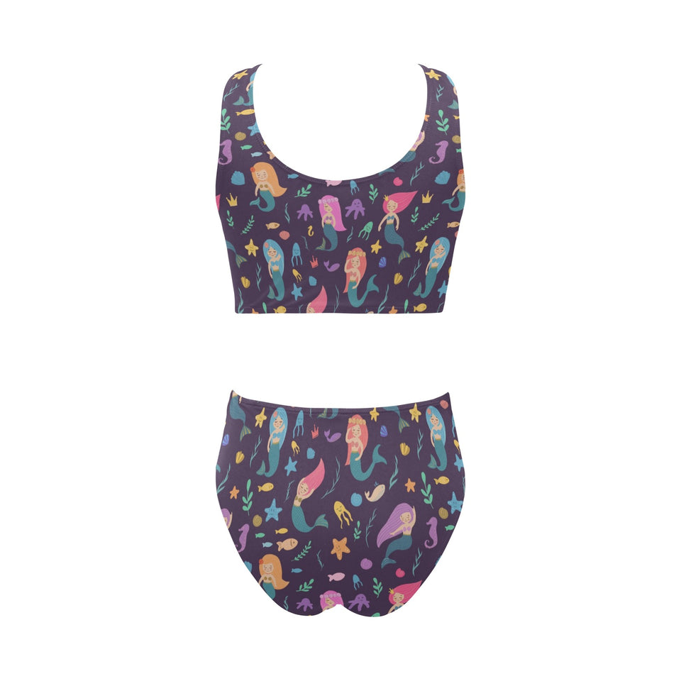 beautiful mermaid Fish jellyfish algae other marin Chest Bowknot High Waisted Bikini Swimsuit