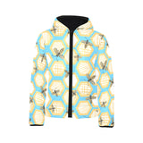 Bee honeycomb pattern Kids' Boys' Girls' Padded Hooded Jacket