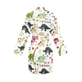 Cute dinosaurs pattern Women's Long Sleeve Belted Night Robe