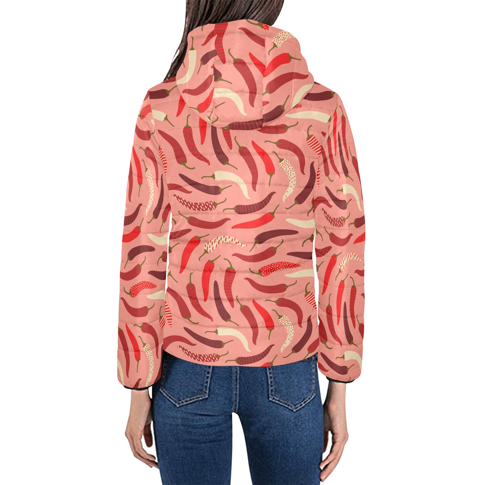 Beautiful Chili peppers pattern Women's Padded Hooded Jacket