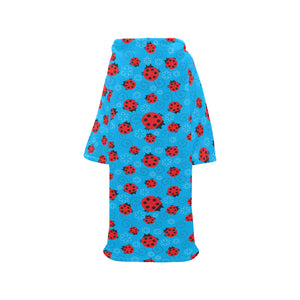 Ladybug Pattern Print Design 02 Blanket Robe with Sleeves