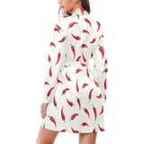 Chili peppers pattern Women's Long Sleeve Belted Night Robe