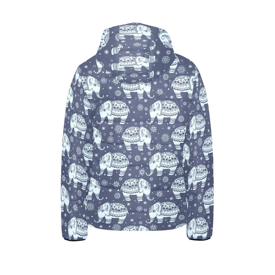 Elephant tribal design pattern Kids' Boys' Girls' Padded Hooded Jacket