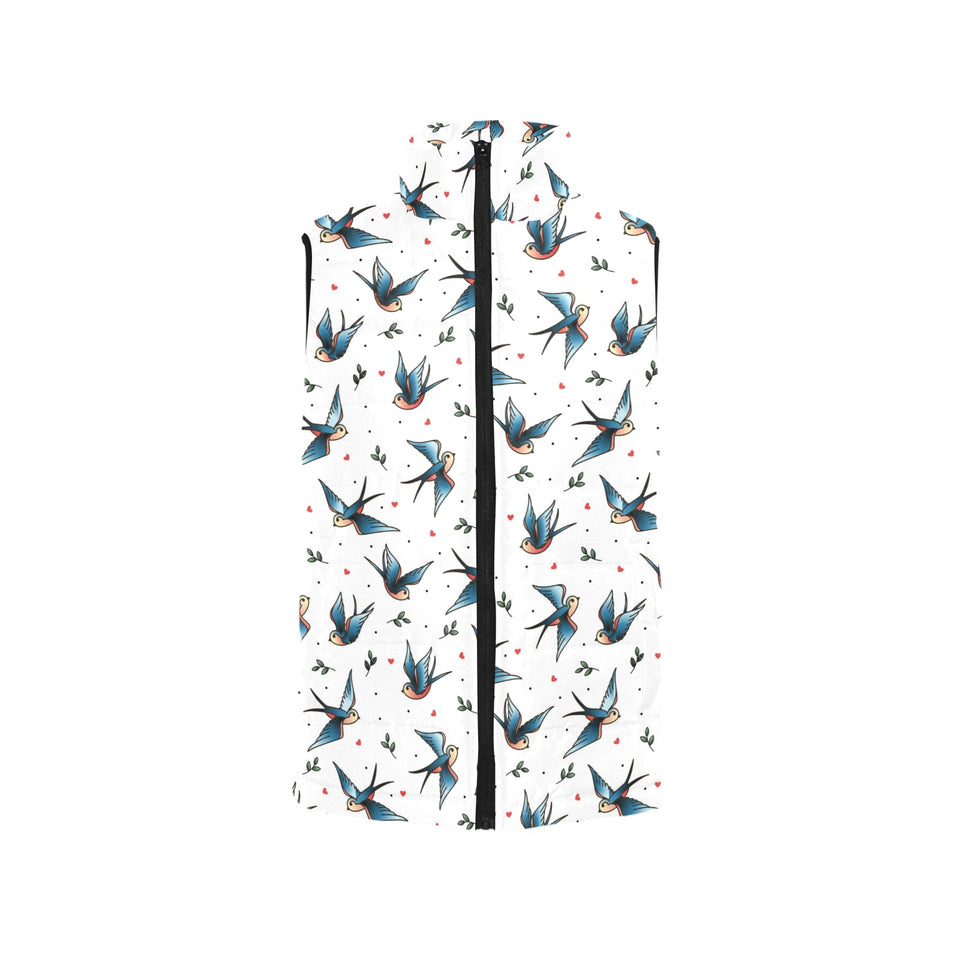 Swallow Pattern Print Design 04 Women's Padded Vest
