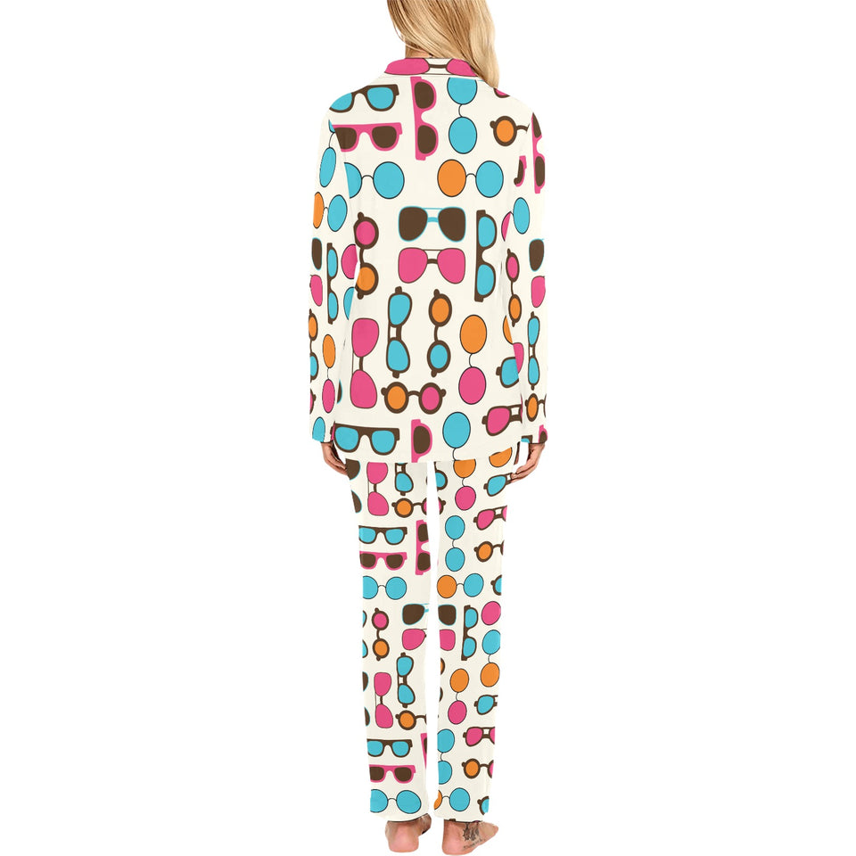 Sun Glasses Pattern Print Design 03 Women's Long Pajama Set