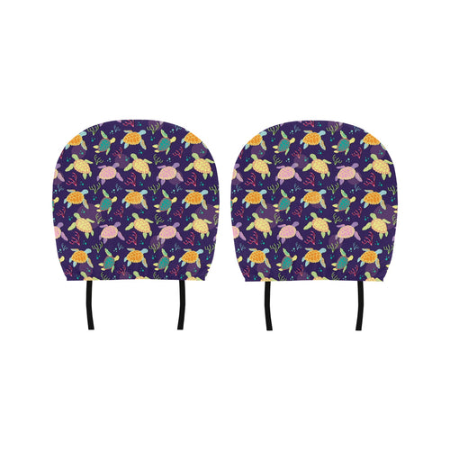 Colorful sea turtle pattern Car Headrest Cover
