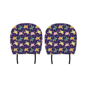 Colorful sea turtle pattern Car Headrest Cover