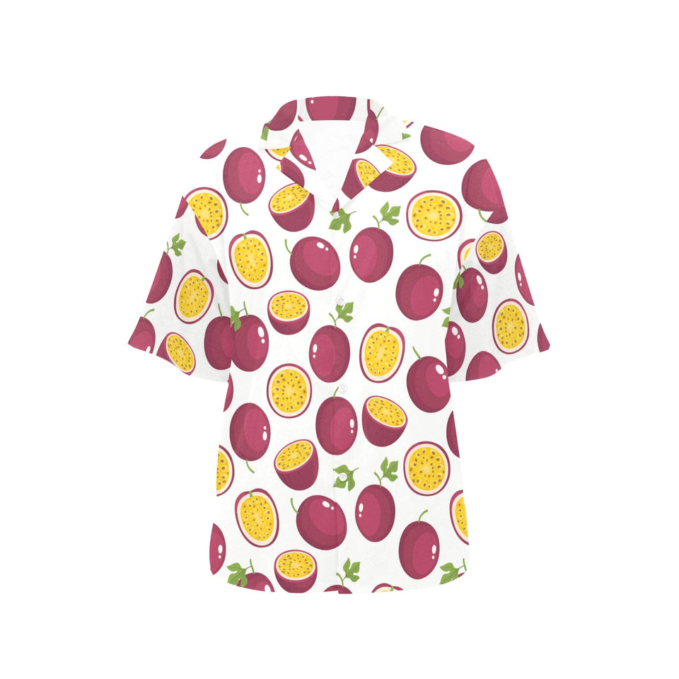 Passion fruit design pattern Women's All Over Print Hawaiian Shirt