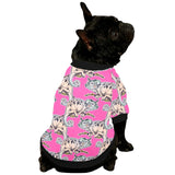 Chameleon lizard pattern pink background All Over Print Pet Dog Round Neck Fuzzy Shirt