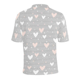 Heart pattern gray background Men's All Over Print Polo Shirt